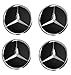 Price comparison product image Mercedes-Benz Logo Car Wheel Centre Caps - 4 x 75 mm in Black & Chrome