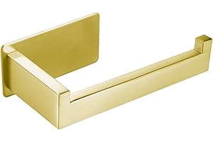 YUET Samoprzylepne uchwyty do przechowywania papieru toaletowego, wolnostojący, wieszak na chusteczki ze stali nierdzewnej, do łazienki i kuchni, kwadratowe, 304 (złoty szczotkowany)