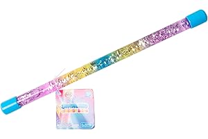 HGL RGL Sensory Fidget Stick, Rainbow Glitter Swirling Calming Toy, Pink and Blue Colours, Stress Relief Spinning Wand for Kids and Adults