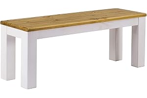 ‎B.R.A.S.I.L.-MÖBEL B.R.A.S.I.L.-Möbel Brasilmöbel Sitzbank 120 cm Rio Classico Brasil Weiss Massivholz aus Pinie, Verschiedene Größen & Farben, ideal für Esszimmer & Küche