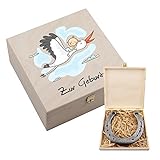 Farbe: natur 4you Design Hufeisen-Box mit Motiv Zur Geburt - Hufeisen Natur - Geschenk zur Geburt - Hufeisen - Glücksgeschenk - Nachwuchs - Baby
