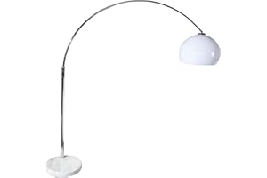 ‎INVICTA INTERIOR Invicta Interior Große Bogenlampe Lounge Deal weiß Marmor Fuß Stehlampe Bogenleuchte ausziehbar E27 Wohnzimmerlampe auch für LED