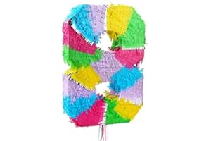 PLAYFLIP Pinata Zahl 8 pastell bunt 8. Geburtstag Party Spiel Dekoration Deko Kindergeburtstag