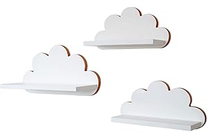 ‎MOLILAND MOLILAND Wolkenregal Babyzimmer | Set mit 3 Stück | Wandregal für Kinderzimmer in Weiß | Regal Wolke aus Holz im skandinavischen Stil | Schweberegal Wanddeko Amazonka- Elegance