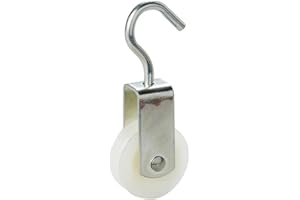 Aretro Zinc Plated Hook Pulley, 40mm Wheel, 9mm Rope Diameter, 15kg Max Load, perfect for setting up a washing line or other light-duty applications