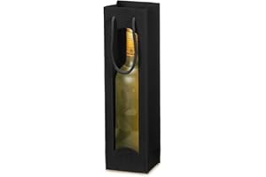 WEINKARTON24 10 x Tragetasche, Weinverpackung, Flaschenverpackung - Focus (schwarz, 1 Flasche)