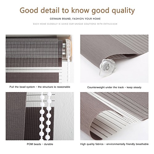 KINLO® Plissee Seitenzugrollo 90x150cm(BreitexLänge) Grau Rollo 100% Polysterswerbe blickdicht Sonnenschutz UV-Schutz doppelrollo klemmfix ohne Bohren lichtdurchlässig und verdunkelnd Duo Rollo für Fenster - 4