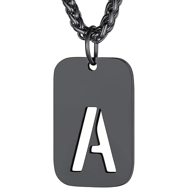 Bandmax Collier Plaque Initiale Homme Acier Inoxydable Plaqué Or – Pendentif Dog Tag Lettre Creuse, Chaîne 55 Cm Ajustable