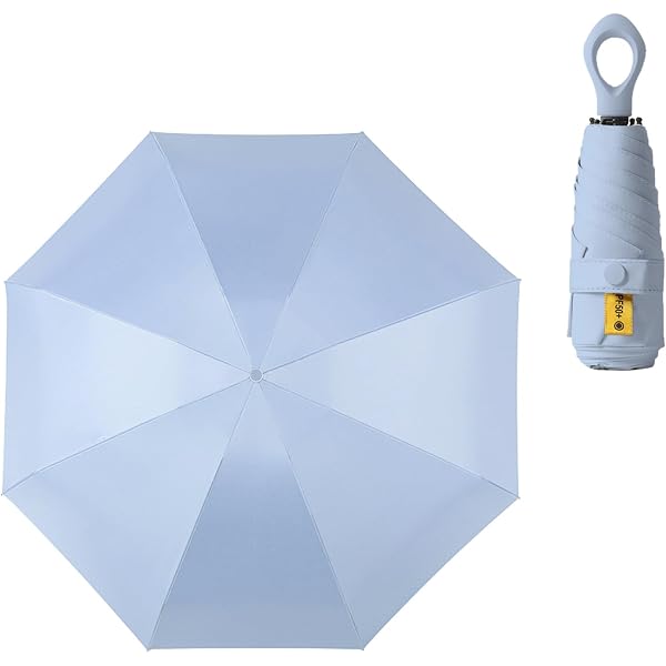 Morningmo - Parapluie de voyage pliable - 16 baleines - Mini parapluie en titane argenté - Anti