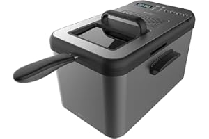 Cecotec Freidora de Aceite de 4,2 Litros Cleanfry Luxury 4000 Dark. 3270 W, Acero Inoxidable Tintado en Negro, 5 Programas Preestablecidos, Filtro OilCleaner