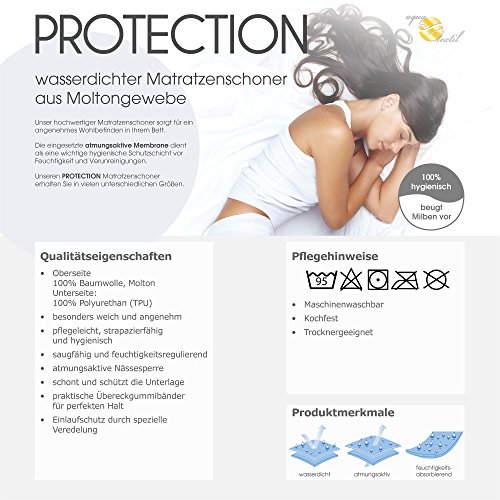Wasserundurchlässige Matratzen-auflage 140×200 kochfest, Wasserdichter atmungsaktive Molton-Matratzen-Schoner, Protection Kopfkissen-Schoner von aqua-textil 1000670 weiß - 6