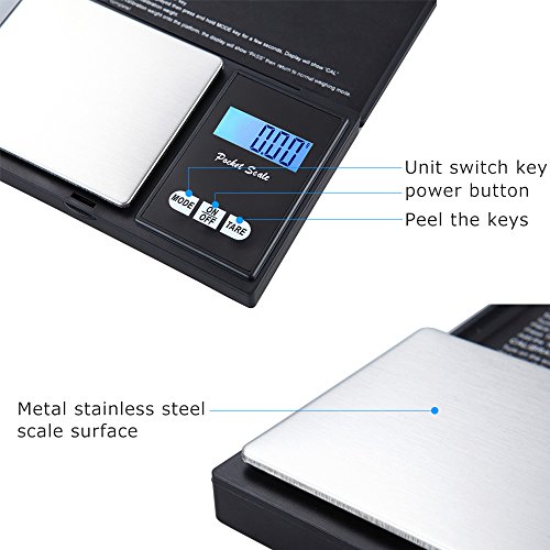 Waage 0,01g ~ 100g, Minisuit LED Digitale Küchenwaage Kalibriergewicht Taschenwaage, elektronische waage (Schwarz) - 6