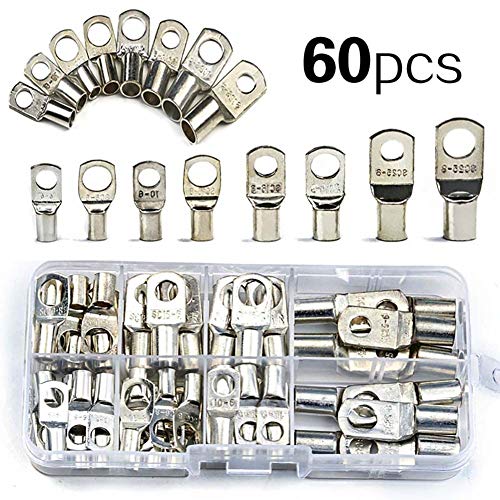Parkomm - Set di 60 capicorda ad anello, morsetti di collegamento, set di morsetti per per batterie per auto tipo SC