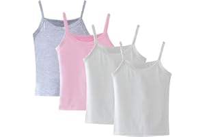 Lohhbve 4 Pack Bambini Classic Solid Camisole Undershirt per 2-10 Anni Ragazze del Bambino Cotone Racerback Tank Top Multipack