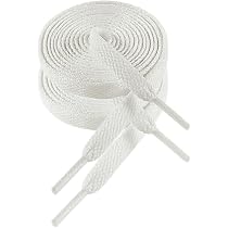 Ouligay Platte Witte Satijnen Schoenveters 2 Paar 120 Cm - 2,3 Cm Breed Lint Veters