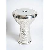 Vatan 5 Numara El Yapımı Hand Made Al&uuml;minyum Darbuka, Boyasız Katkı Maddesi Doğal Rengi G&uuml;m&uuml;ş, &Ouml;zel Tasarım, Alyan ve Taşıma 