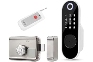 FTes RFKits Serrure de Porte avec Empreintes Digitales,Verrou de Clavier d'Entrée sans clé avec Entrée clé,Mot de Passe Anti-espionnage,Serrure Antivol Intelligente