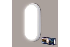Letlit Plafon LED Ovalada, 18W 1800LM Aplique Pared Interior, 4000K Lampara Techo Baño, IP65 Lampara Exterior Pared, Luz Techo Blanco para Escaleras Pasillo Aseo Garage Cocina Sotano Balcon, 1 Pack