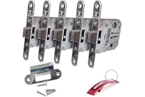 BRICOLEMAR Picaporte Unificado 2004U Puertas Madera + Llavero Destapador de Regalo (5 Unidades, Niquelado Frente Redondo)