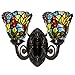 Produktbild PINGUINO Tiffany-Stil Wandlaste, European Retro Stained Glass Single/Double Head Wall Light, Bedroom Bedside Cafe Bar Aisle Grape Decoration Night Light, E27 X 3,Doublehead