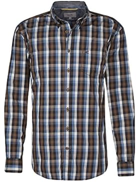 XXL Camel Active Karo Langarmhemd petrol-braun