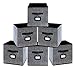 Produktbild homyfort 6er Set Faltbare aufbewahrungsboxen stoffbox faltbox 30 x 30 x 30 cm, mit Ledergriffe Und Etikettenhalter, schwarz Leinen, 7XAB06PLP