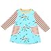Produktbild feiXIANG kleinkind Spleißen kleider kinder Bekleidung mädchen prinzessin Kleid streifen kleider outfits Kinder bedrucken gestreiftes langärmliges A-Linie Mini Kleid Warm Röcke (90, Blau)