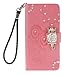 Price comparison product image Jinghuash Flip Leather Case Compatible with Huawei P20 Lite,Embossing Cute Owl Pattern Design [Kickstand] [Card Slots] Luxury Bling Glitter PU Leather Wallet Cover for Huawei P20 Lite,Pink