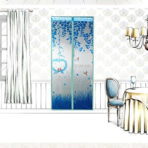 Blue Love Bird Magnetic Screen Door Full Frame Magic Mesh Net Anti-mosquito Curtain, 90*210cm