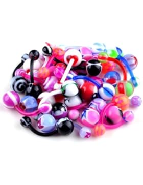 Nabelpiercing-Schmuck, Bars, verschiedene Designs, verschiedene Farben, 10mmx1,6mm, 10 Stück