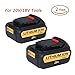 Produktbild 2 Stück LYPULIGHT fur DeWalt Ersatz-Akku 20 V 5Ah XR Li-Ion (kompatibel mit allen 18 V XR Akku-Maschinen von DeWalt, LED Akku Ladestandsanzeige), DCB182
