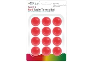 eMKay® Pack of 12 Ping Pong Table Tennis Balls (3-Star 40+ High-Performance ABS Material Training Balls) Ideal for Indoor and Outdoor Table Tennis - RED