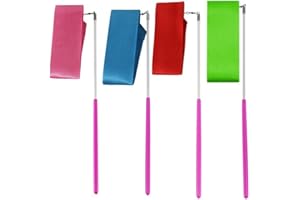 MUROAD® 4 Pièces 2 mètres Gym Fitness Rubans de Gymnastique Rythmiques, Danse Tige De Streamer Baton Tournoyant Art Rubans pour Enfants,Poignée Rose et poignée Rouge pour Une Livraison aléatoire