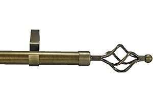 YOUR HOME ONLINE 28mm Diameter Extendable Eyelet Metal Curtain Pole Metal twist Finials Polished Chrome, Antique Brass & Brushed Chrome (Antique Brass, 0.7-1.2m Extendable)