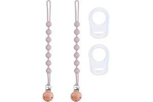 ABirdon Schnullerkette aus Silikon,Baby für Mädchen und Jungen, 2 Stück Schnullerketten Clips mit 2 Stück Silikonring, passend für alle Schnuller Babyzähne, Lätzchen, Dreieckstuch Sauger, A-2 Rosa