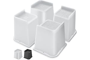 USION Bed Risers 6 inch Oversized, L-Shape 4.3"*4.3" Opening Furniture Risers Set of 4,Lifts Up to 5000lbs for Sofa, Bed Frame, Tables, Couches，Desk, Cabinet (White)