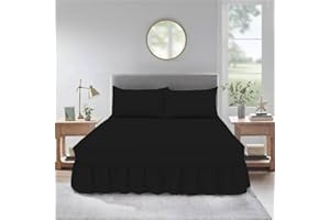 Cozy Haven Bedding Valence Sheet Collection - Soft Brushed Polycotton, Easy Wrap Elastic, Extra Deep Frilled with a Drop of 40cm (Single, Black)