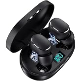 دع التكنولوجيا تأتي سماعة الرأس اللاسلكية E6s Dots Bluetooth، ميكروفونات مزدوجة، صوت عالي الدقة، صوت جهير إضافي، صندوق Powerbank، أسود