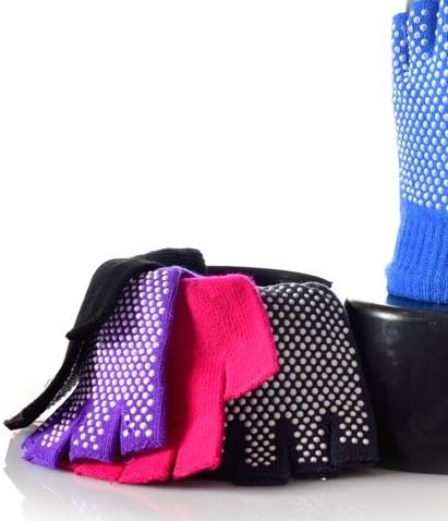 UK Yoga Pilates Fingerless Non Slip Grip Sticky Gloves Sports Exercise Equipment (Blue)