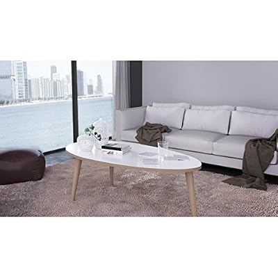 Movian NARVIK Table basse ovale 110x55 cm - Blanc brillant