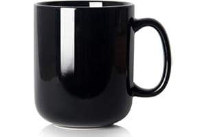 Smilatte Duży kubek do kawy, M016 zwykły ceramiczny szef duży kubek do herbaty z uchwytem dla taty mężczyzn, czarny