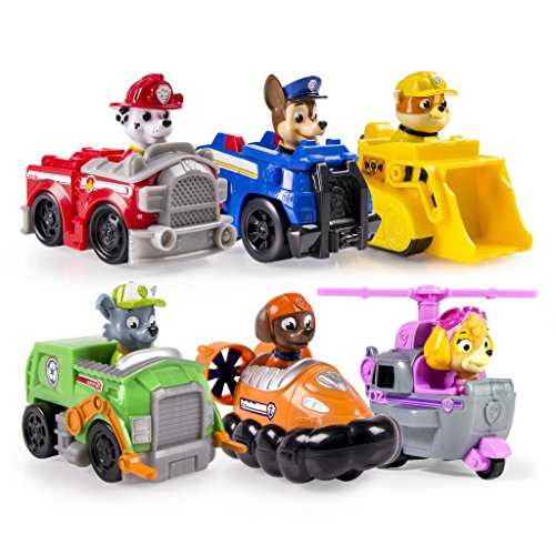 Spin Master Paw Patrol Rescue Racer Sea Patrol Racer Exclusive Figure 6-Pack, Patrulla Canina Set de 6 vehículos y Figuras Rescate marítimo