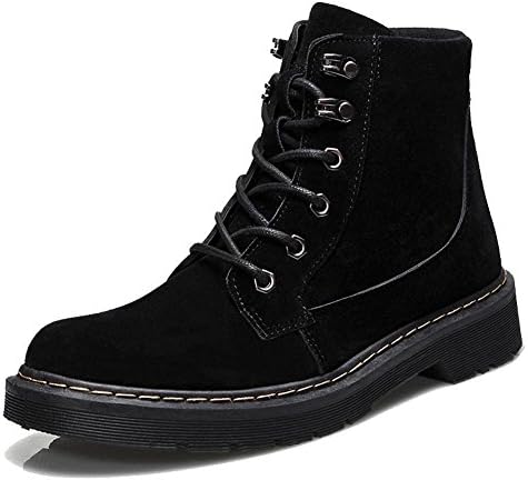 women short martin boots leather flat heel thicker warm zipper shoelace retro casual shoes . black . 39