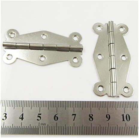 2 x PLATED HINGES HARDWARE BOX 50x25mm DOLLHOUSE JEWELLERY WOODEN BOX *3 COLOURS* (Silver (H091))