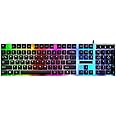 eWINNER G21 USB Wired Mechanical Suspension Keyboard led Colorful Backlit Gaming Keyboard Waterproof PC Computer Game Player (Black)
