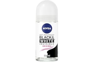 ‎NIVEA Nivea, Black & White Invisible Original Antitranspirant Deoroller, 6er Pack (6 x 50 ml), 48-Stunden-Deo für Frauen, Antiflecken, Deoroller für Damen