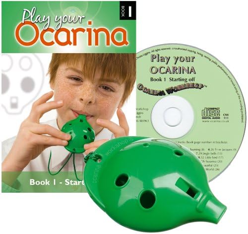 Plastic OCARINA Set, Green 4-hole, with BOOK 1 and CD