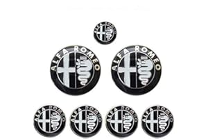 HENGYUESHANG Für Alfa Romeo Auto Logo, 74 MM Motorhaube Kofferraum Abzeichen, 40MM Lenkrad Abzeichen, 56MM Auto Rad Mittelkappe Emblem Aufkleber 7pcs