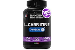 Bandini® L-CARNITINE Carnipure® 100 Comprimés - Supplément de Tartrate L Carnitine (100 doses, 100 jours) 1000mg - Pour Sportifs qui Pratiquent une Activité Physique à Haute Intensité - 100% Vegan