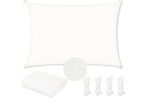 WOLTU Toldo Vela de Sombra Impermeable, Toldo Rectangular 3x5 m de Poliéster 200 g/m², a Prueba de Viento y Protección Rayos UV, para Exxterior como Jardin, Patio, Piscina, Crema